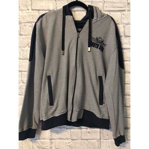 Navy Blue Striped Men’s Zip Up Hoodie